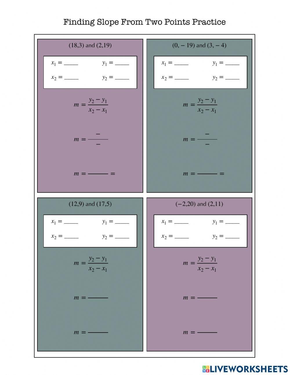 Slope Two Points Worksheet Live Worksheets Worksheets Library