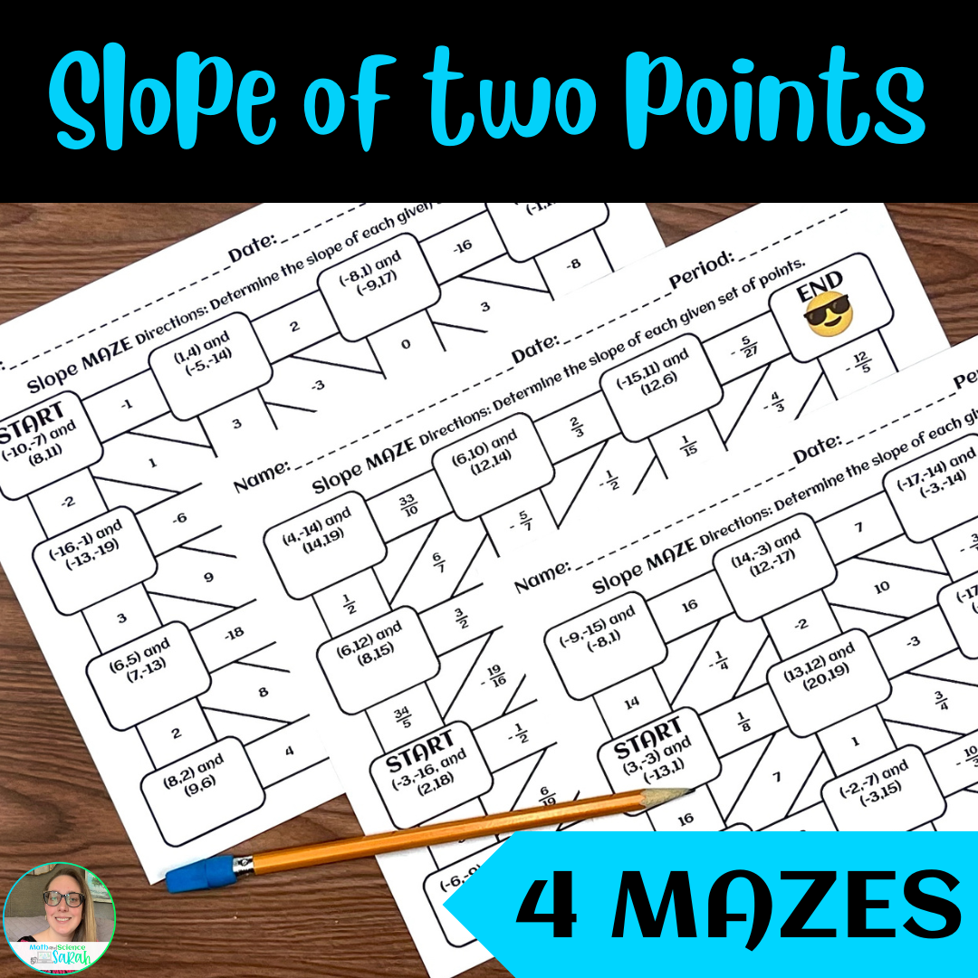 find the slope of two points worksheet