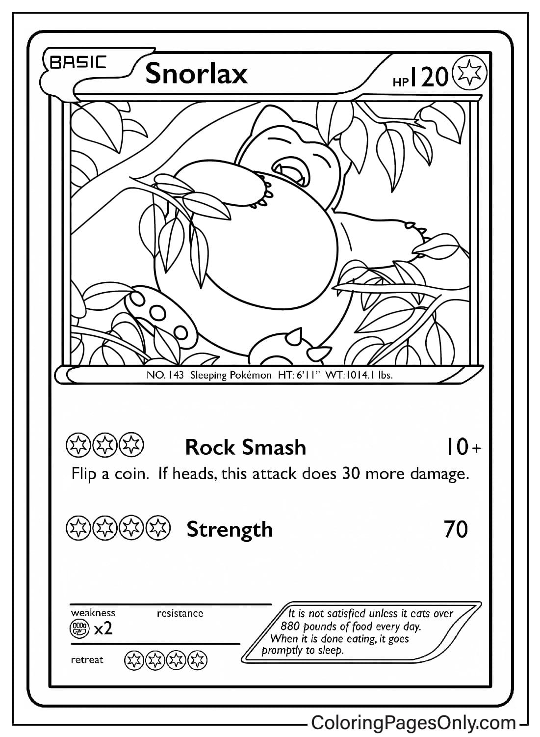 Snorlax Pokemon Card Coloring Page Free Printable Coloring Pages