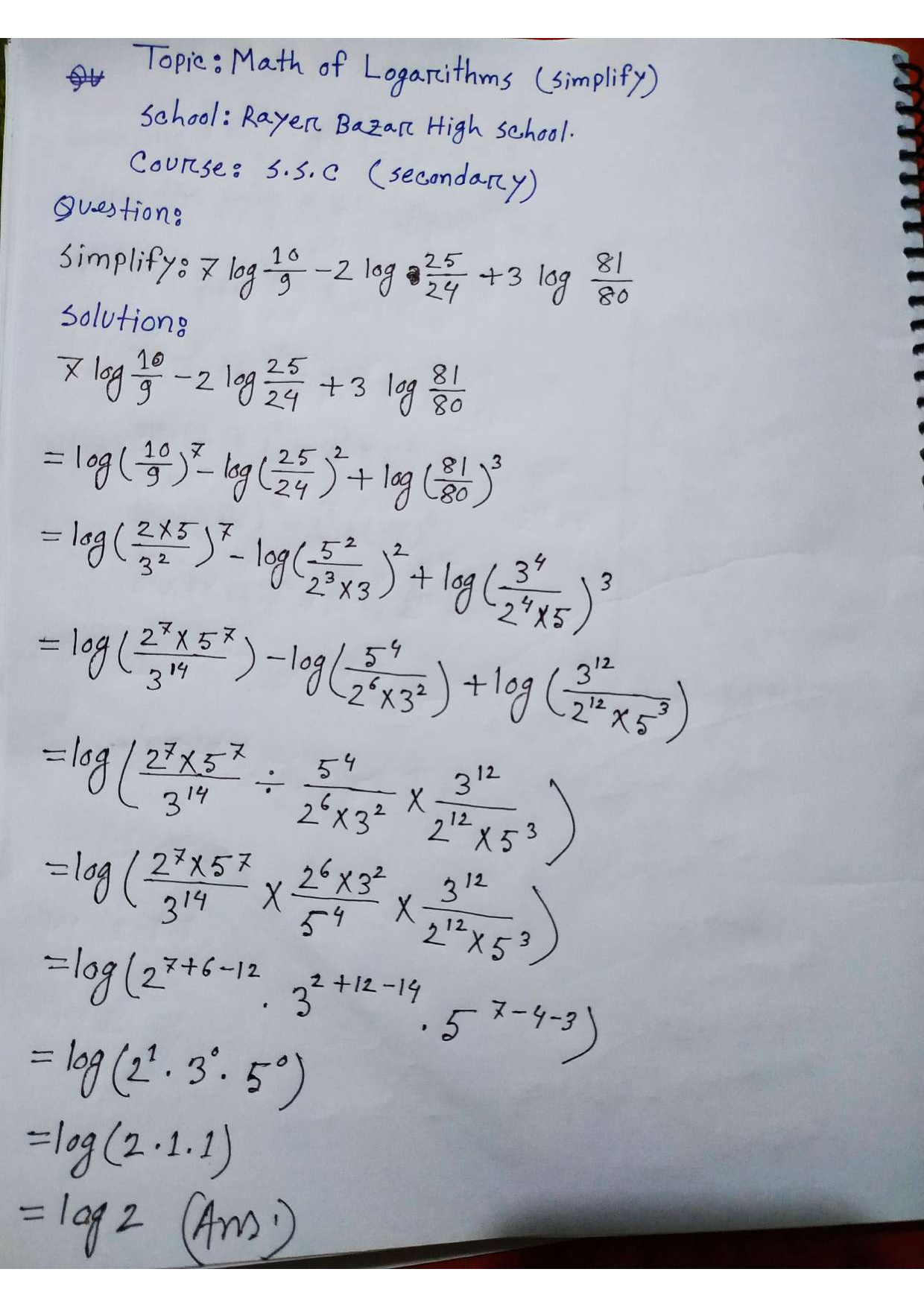 SOLUTION Math Of Logarithms Worksheet 02 Studypool Worksheets Library