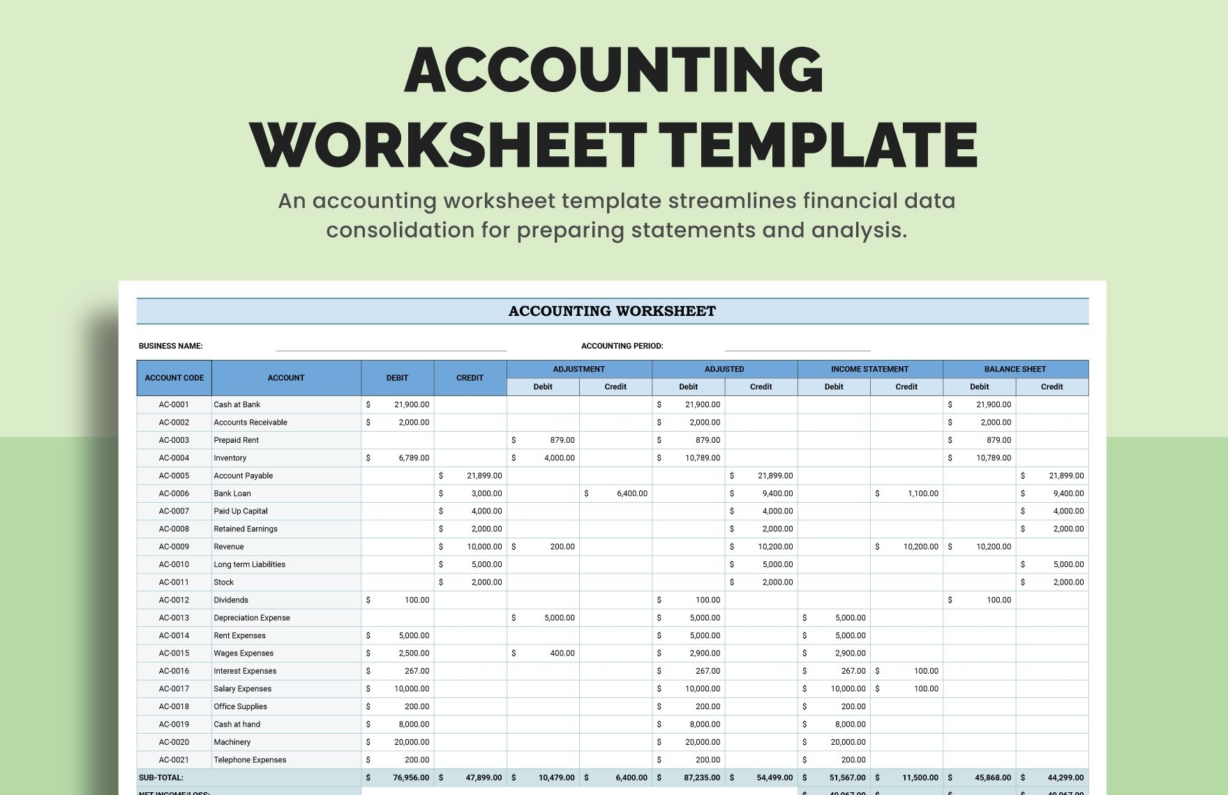 accounting worksheets