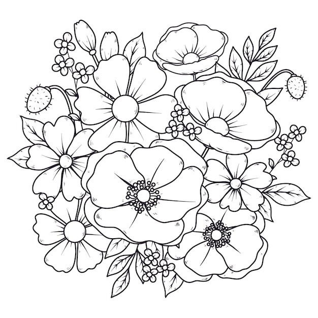 free printable easy flower coloring pages