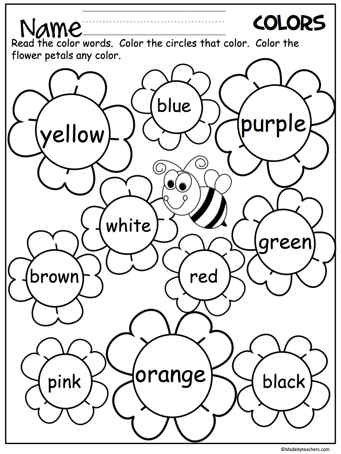 color worksheets for preschoolers