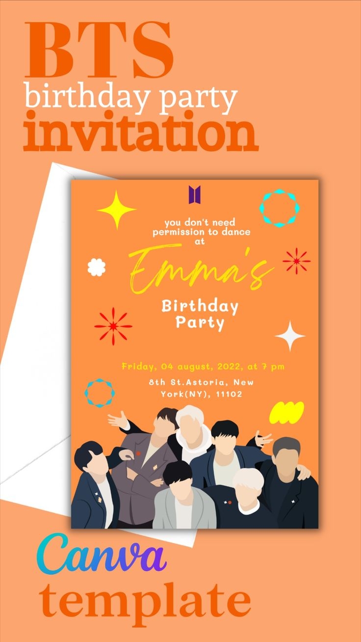 bts birthday invitation template free