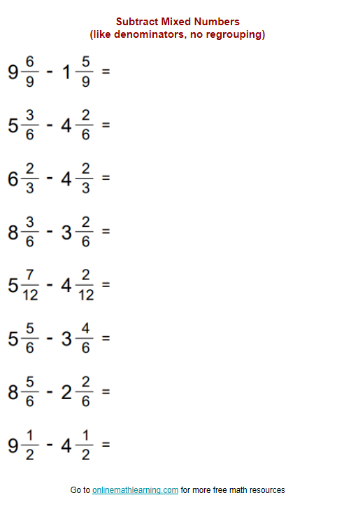 adding mixed numbers with unlike denominators worksheet