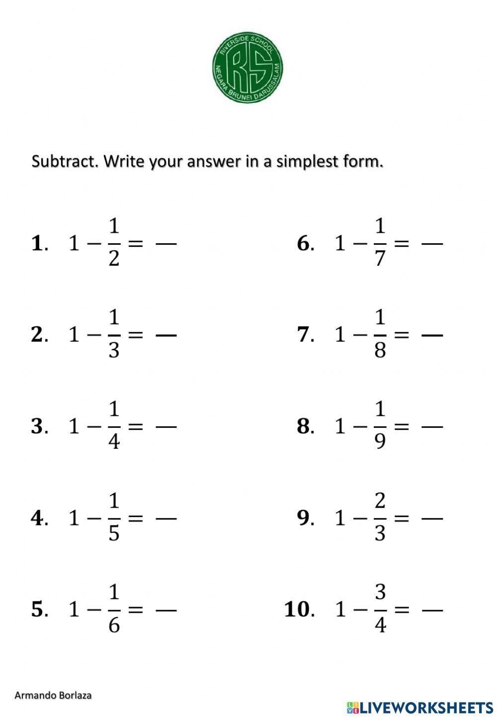 whole numbers fraction questions worksheet 5th grade
