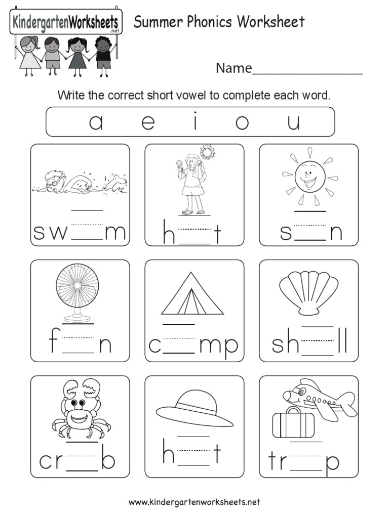 kindergarten phonics worksheet