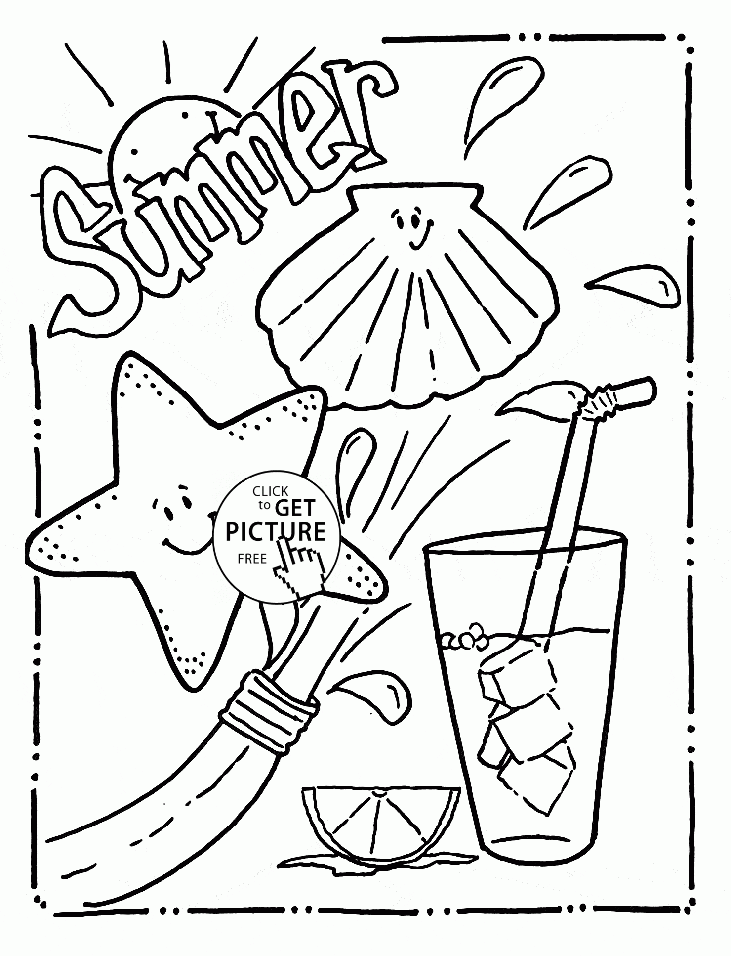 Summertime Free Printable Summer Coloring Pages