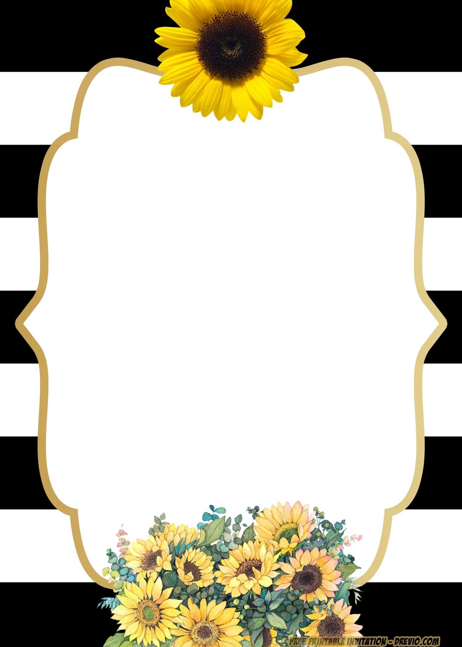 border sunflower invitation template free