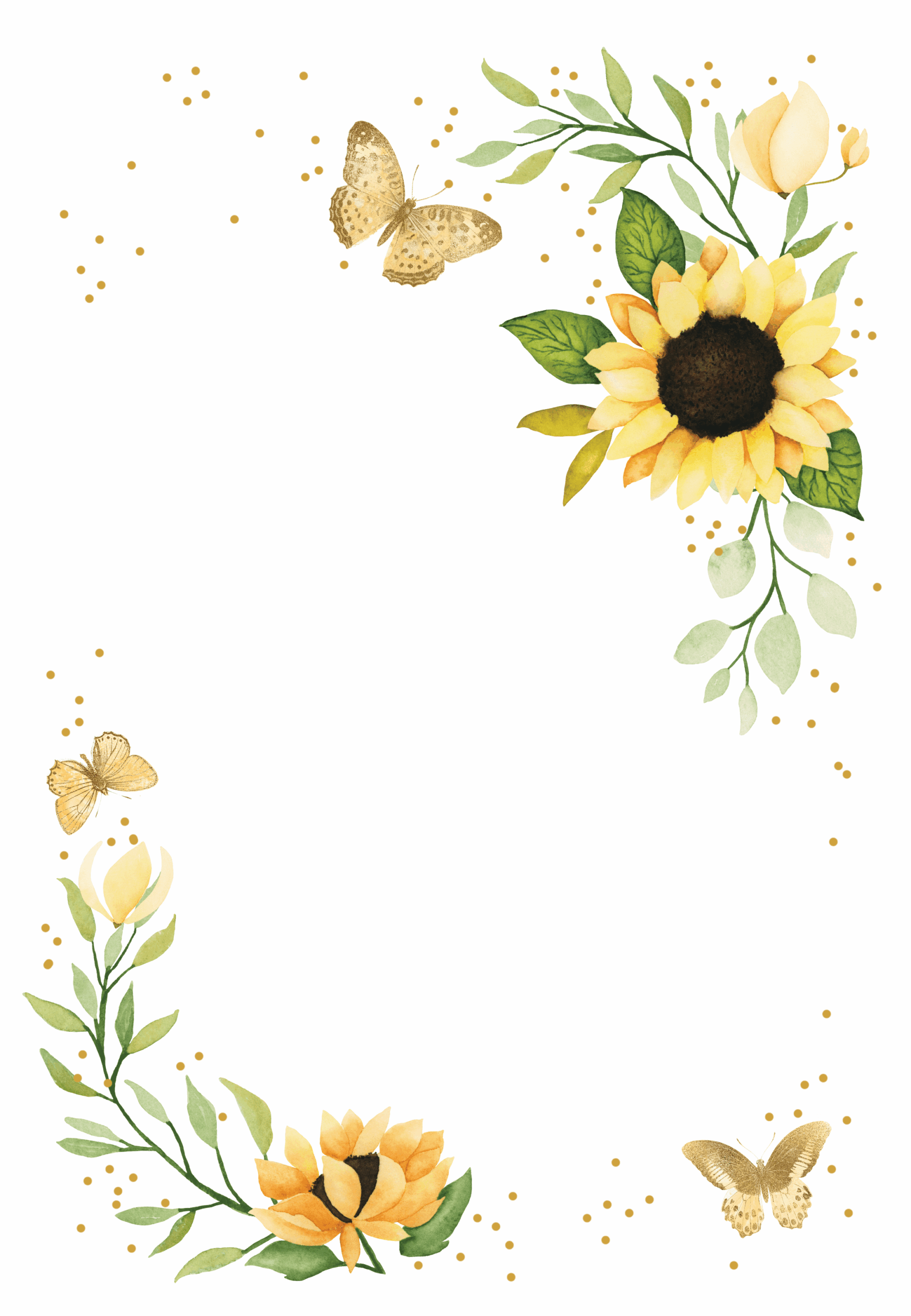 blank sunflower wedding invitation template