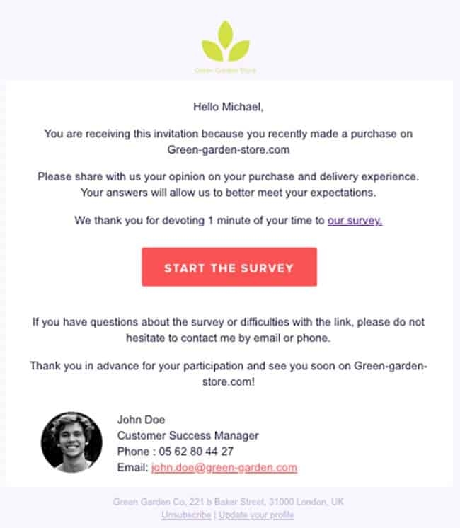 Survey Invitation Email Template
