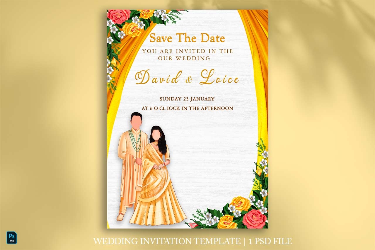 blue and yellow invitation template