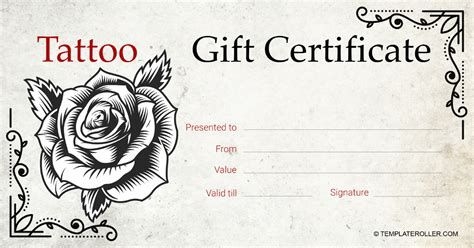 free printable tattoo voucher template