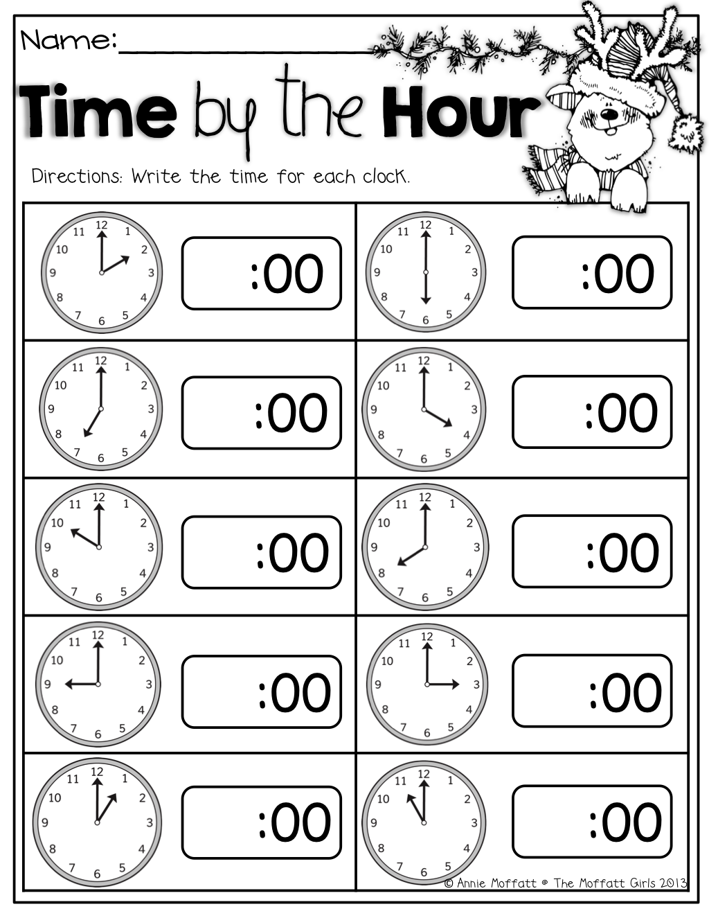 Telling Time To The Hour Worksheets For Kindergarten Telling Time 