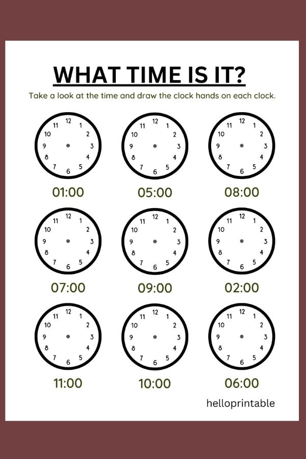 Telling Time Worksheets For Practice Helloprintable