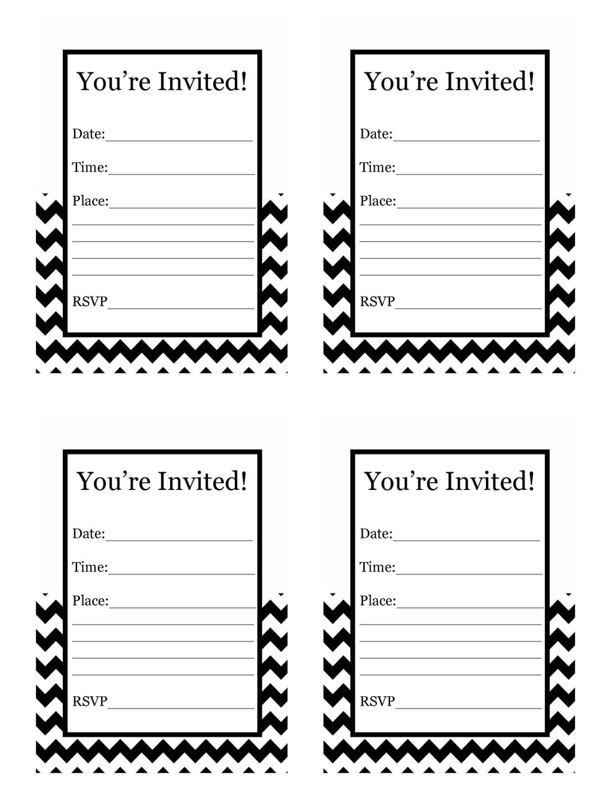 Template Blank Birthday Invitation Card