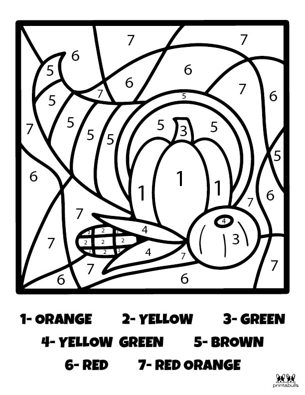 Thanksgiving Color By Number Printables Printabulls