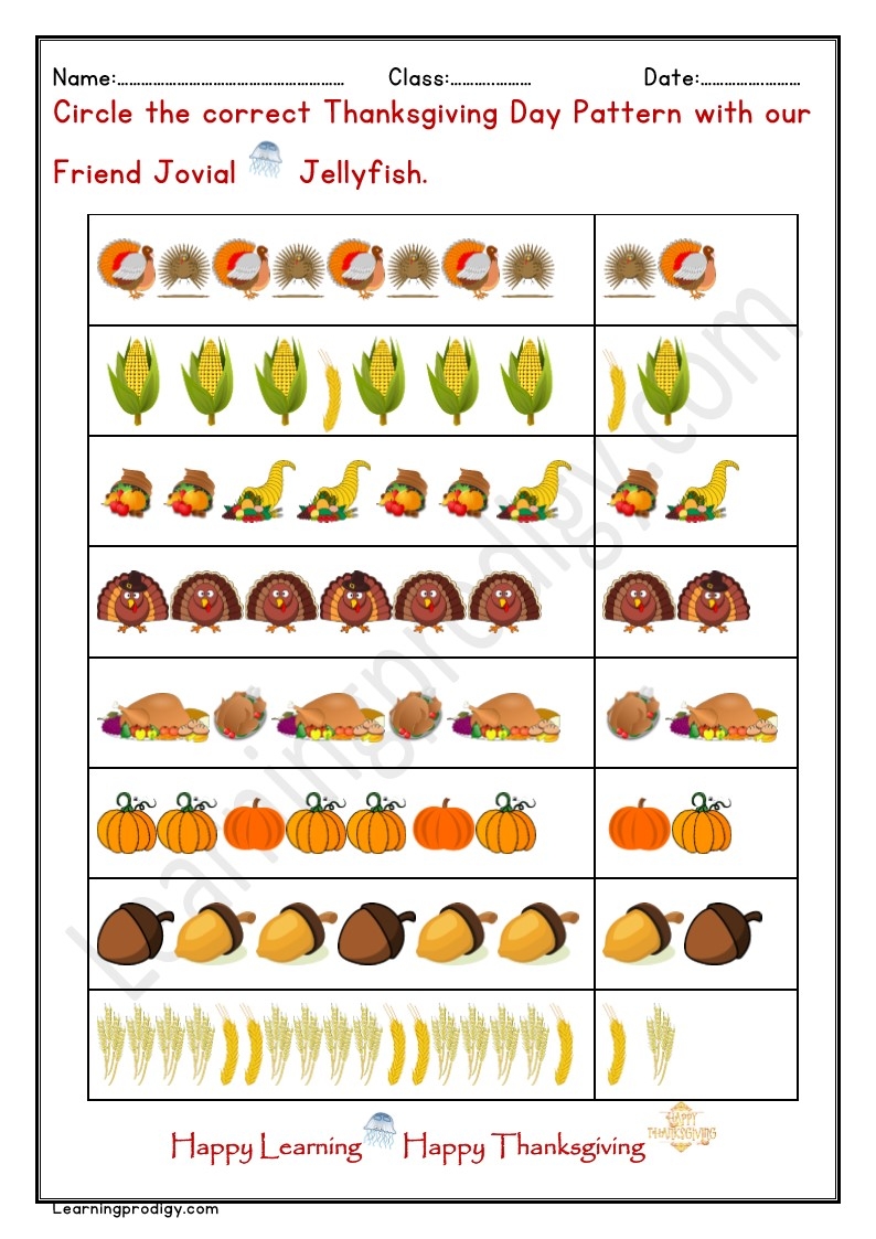 thanksgiving day worksheet