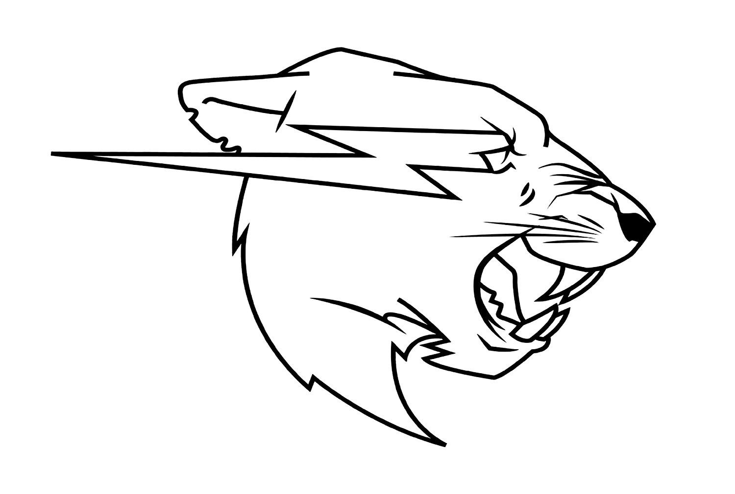 The Head Of A Lion With Its Mouth Open And Lightning Bolt In It 39 s Teeth