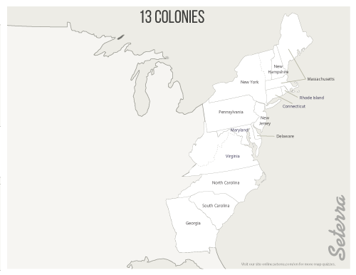 The U S 13 Colonies Printables Seterra Worksheets Library