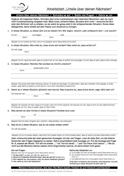 The Work Of Byron Katie Worksheets Library