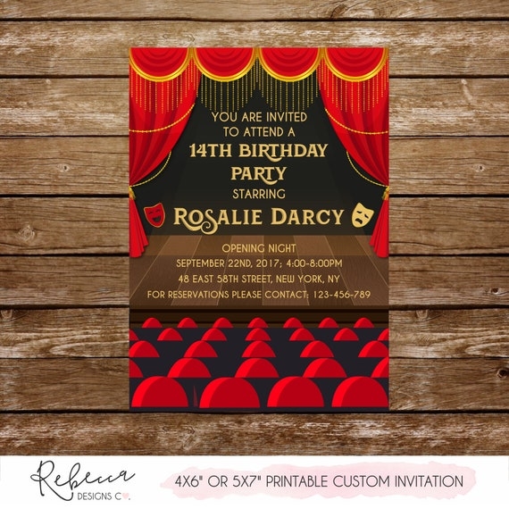 Theatre Invitation Broadway Invitation Broadway Birthday Invitation 