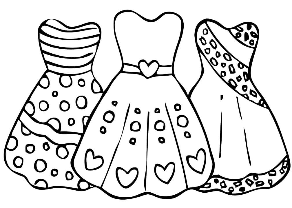 Three Dresses Coloring Page Free Printable Coloring Pages For Kids