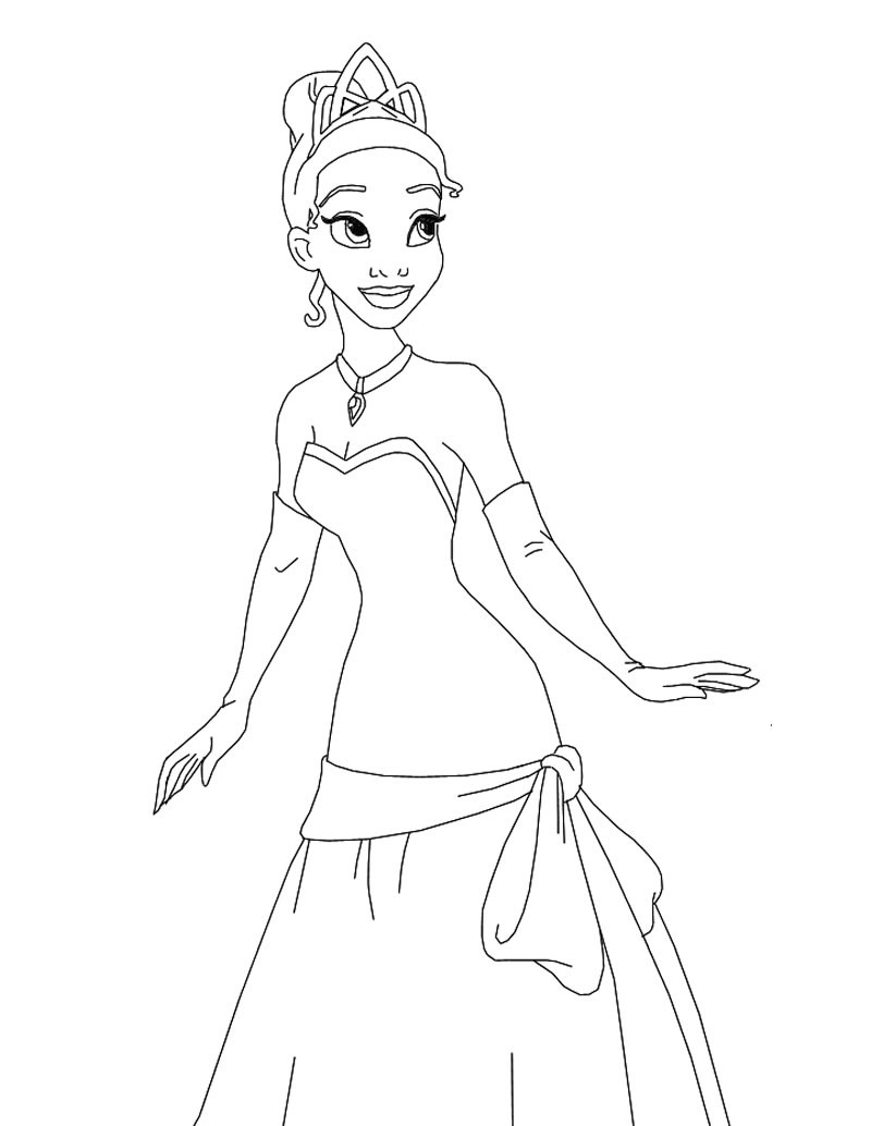 Tiana The Princess Coloring Pages Hellokids