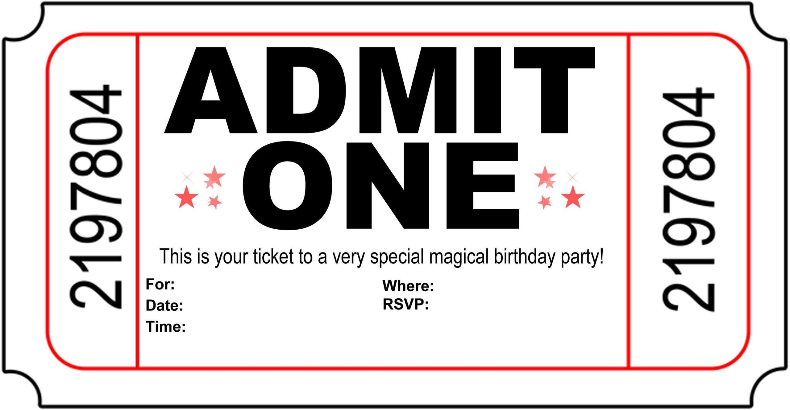 birthday ticket invitation template free