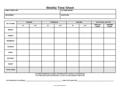 time card templates free printable