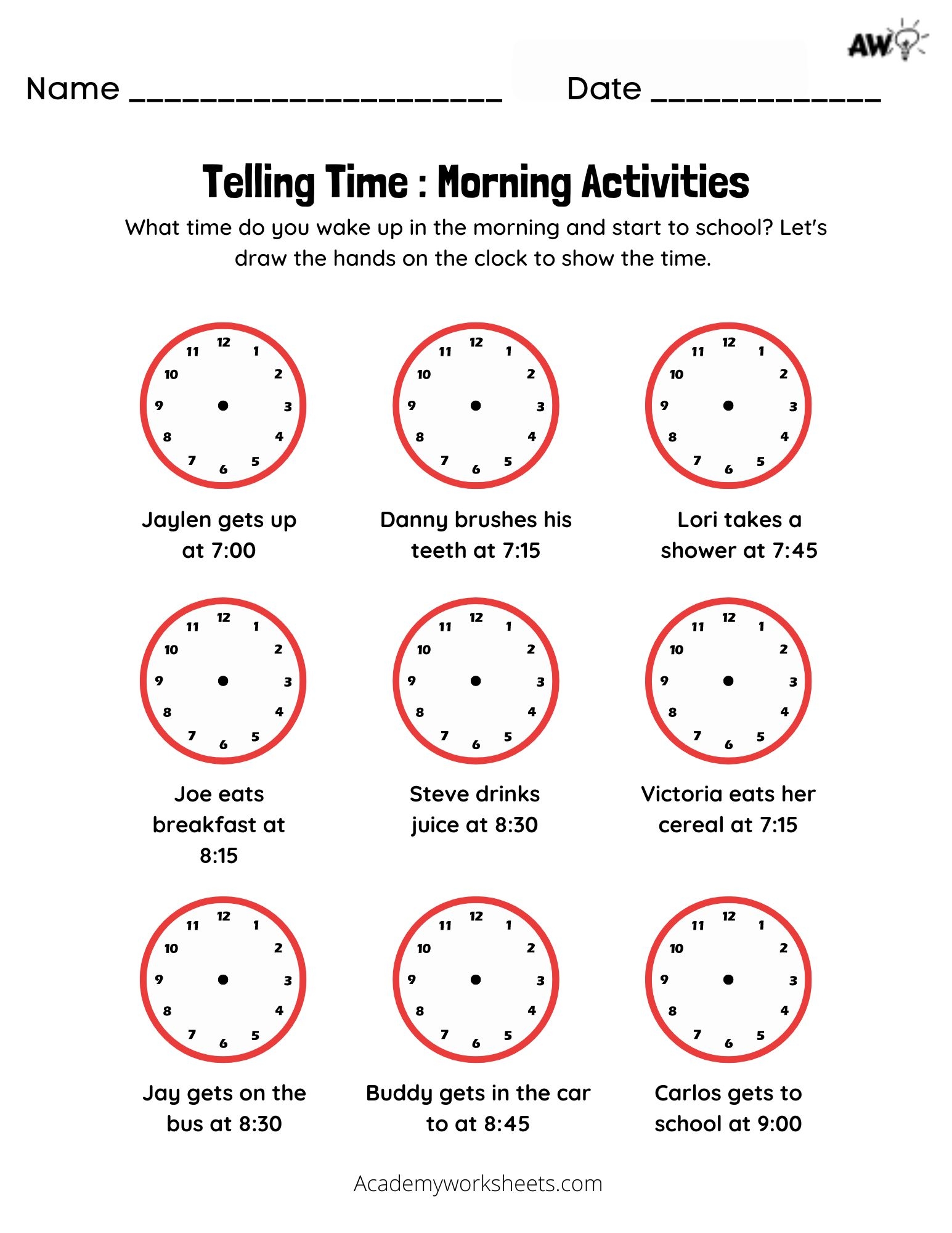 tell time worksheet