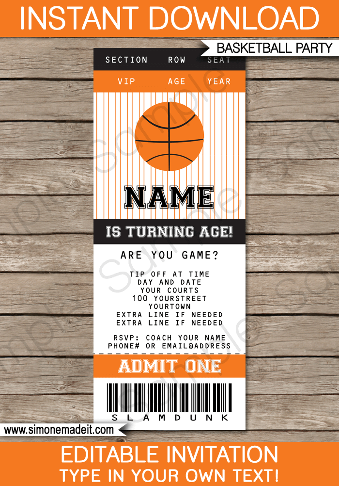 basketball ticket invitation template free