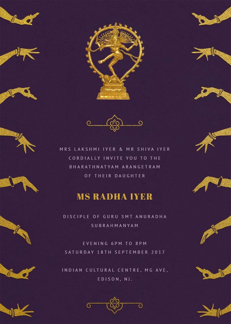 Top 10 Bharatanatyam Invitation Ideas And Inspiration