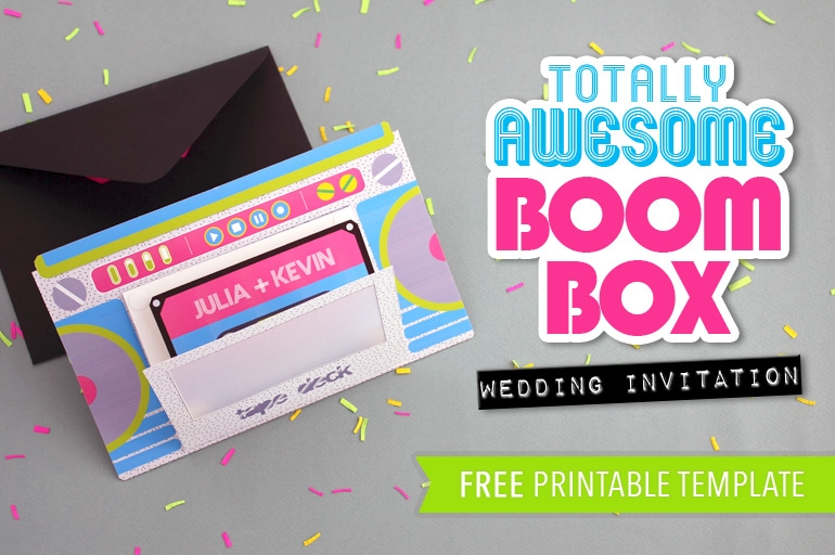 Totally Awesome Boom Box Invitation Template