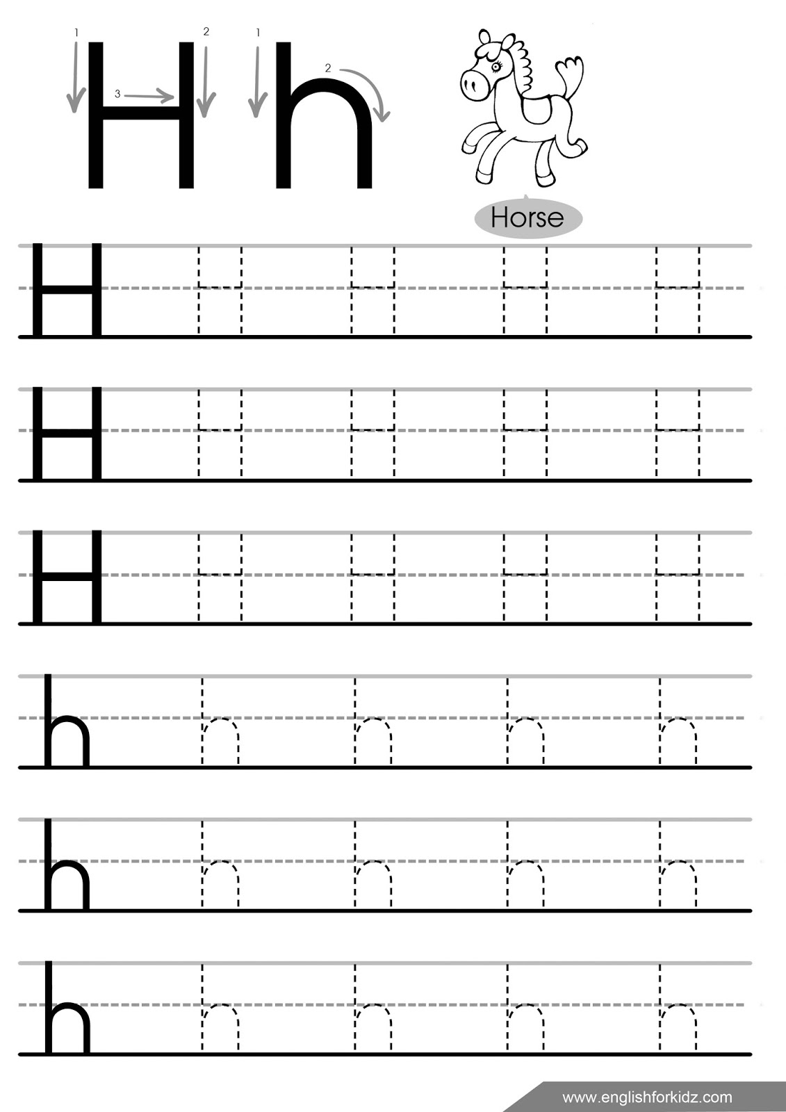 letter h worksheets for preschoolers