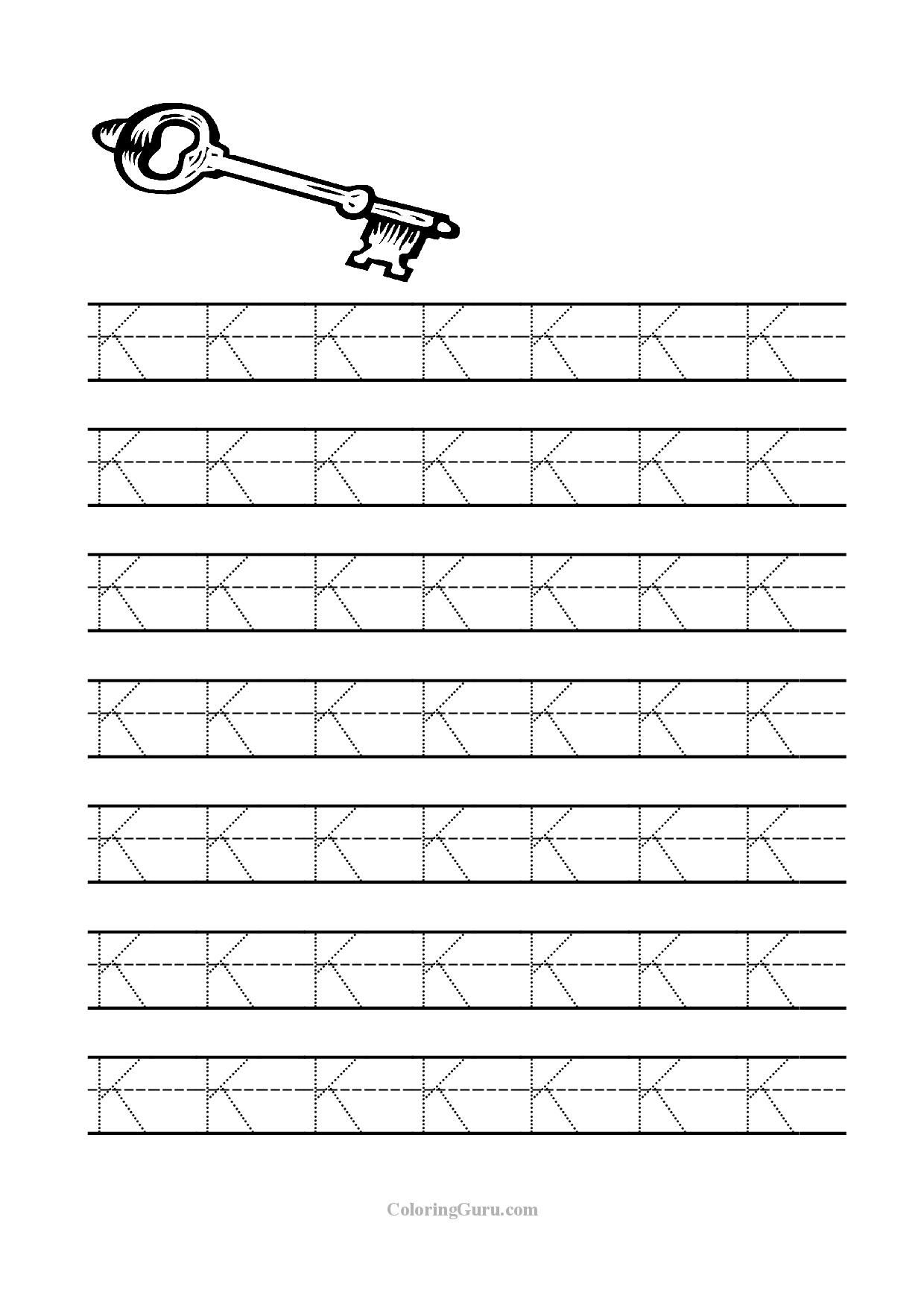 Tracing Letter KK Letter Tracing Worksheets