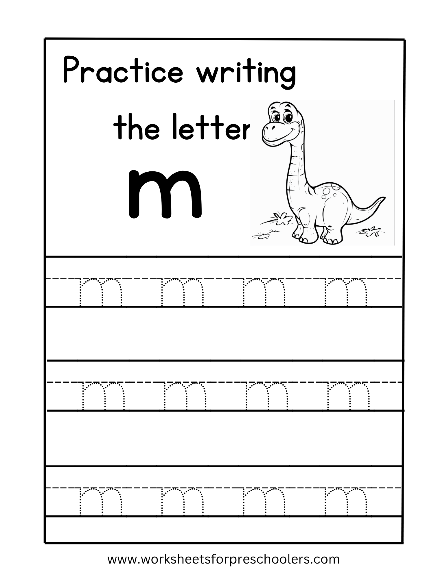 Tracing Lowercase Letter M Worksheet Preschool