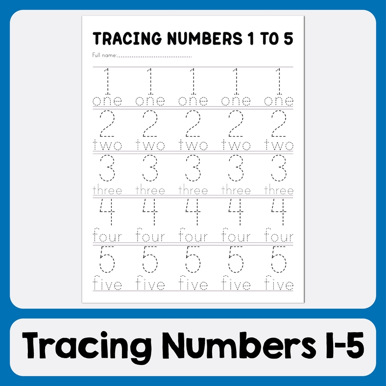 Tracing Numbers 1 To 5 And Its Traceable Words Worksheet 