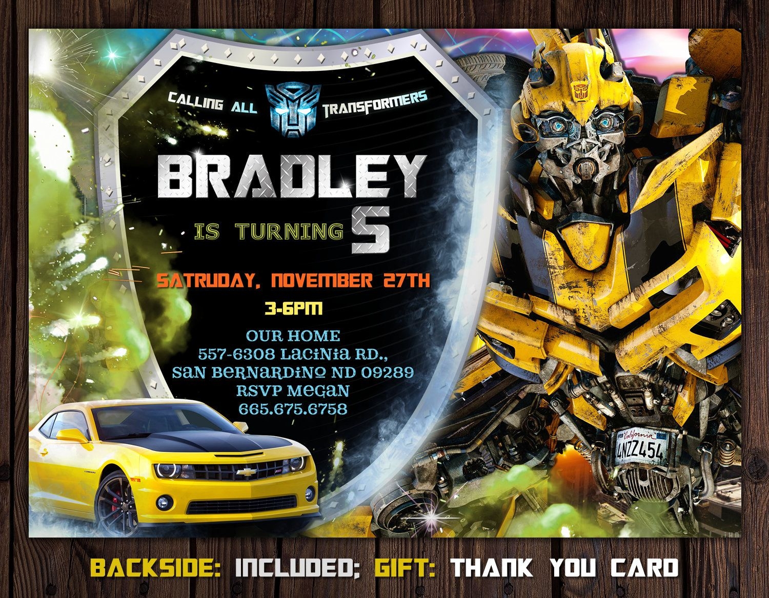 Transformers Invitation Transformers Birthday Invitation Bumblebee 