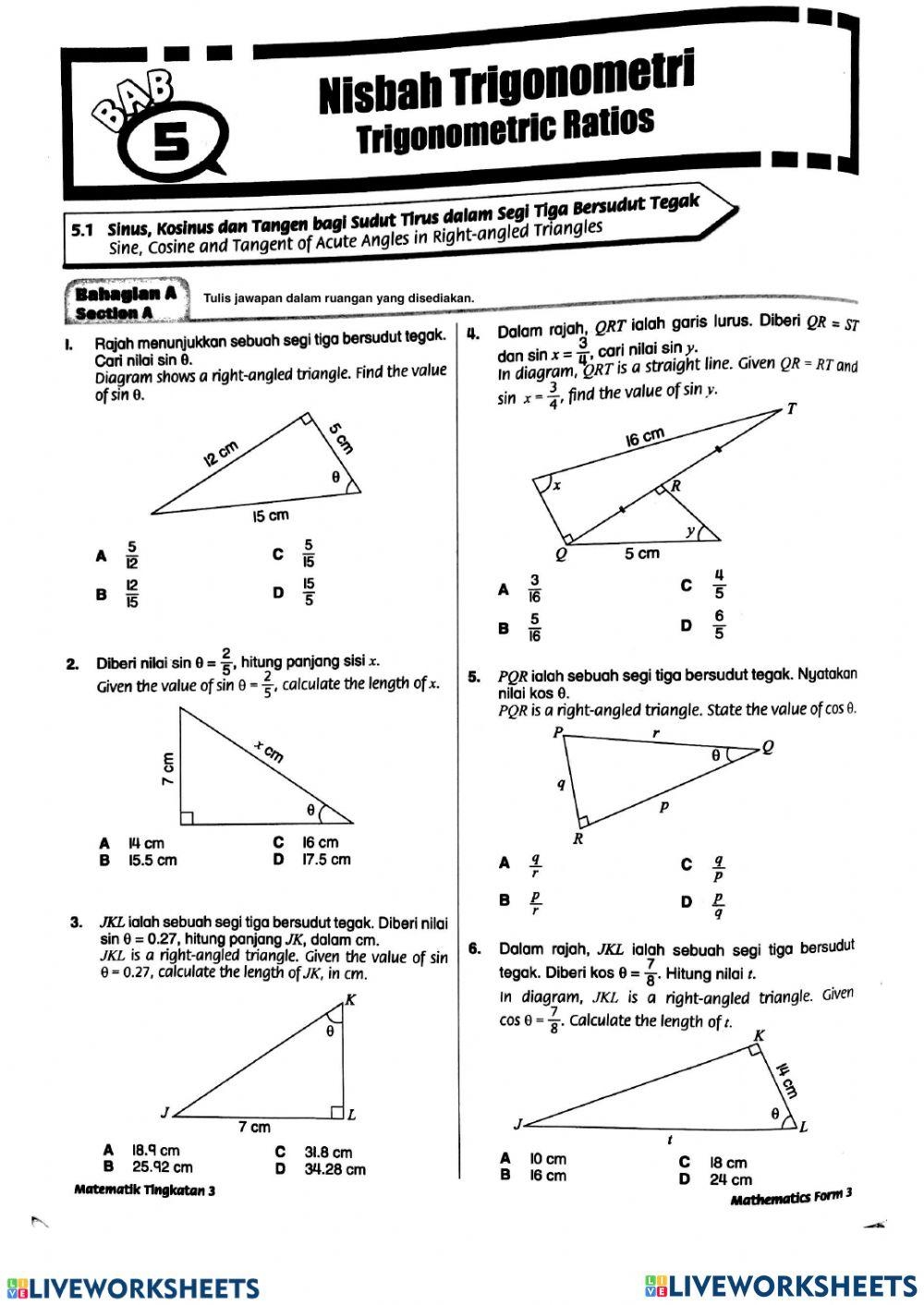 Trigonometric Ratios Worksheets Math Monks Worksheets Library