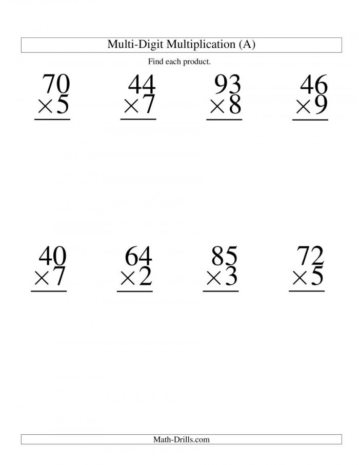 two-digit by one-digit multiplication worksheets anchor chart pdf