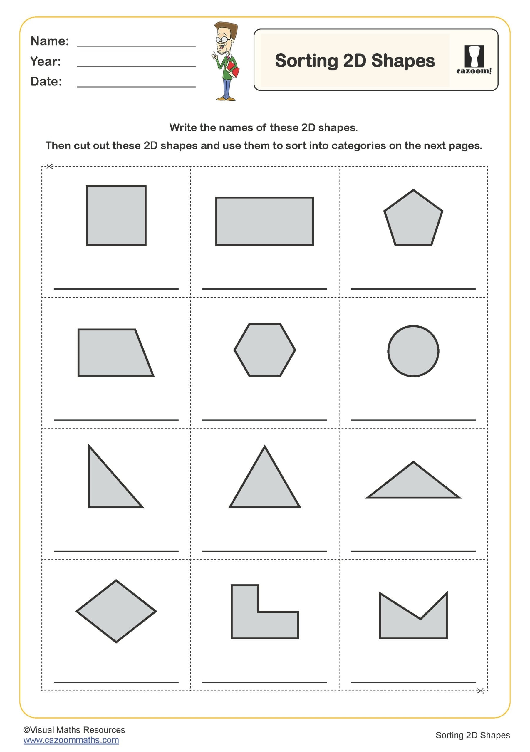 Two Dimensional Shapes Worksheets Classifying Two Dimensional Shapes