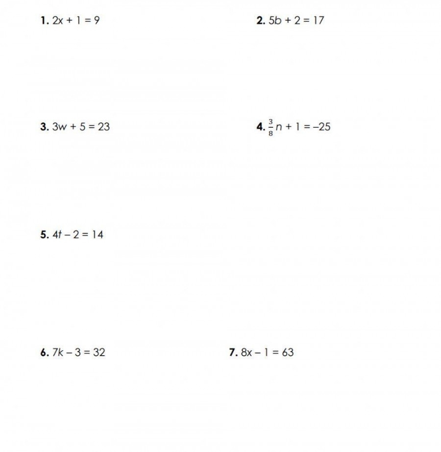 Two Step Equation Worksheet Pdf Printable PDF Template