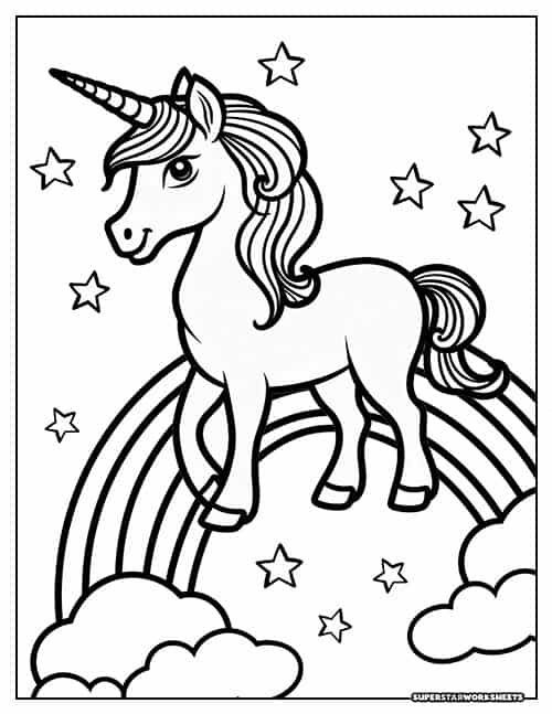 Unicorn Coloring Page Rainbow In 2024 Unicorn Coloring Pages