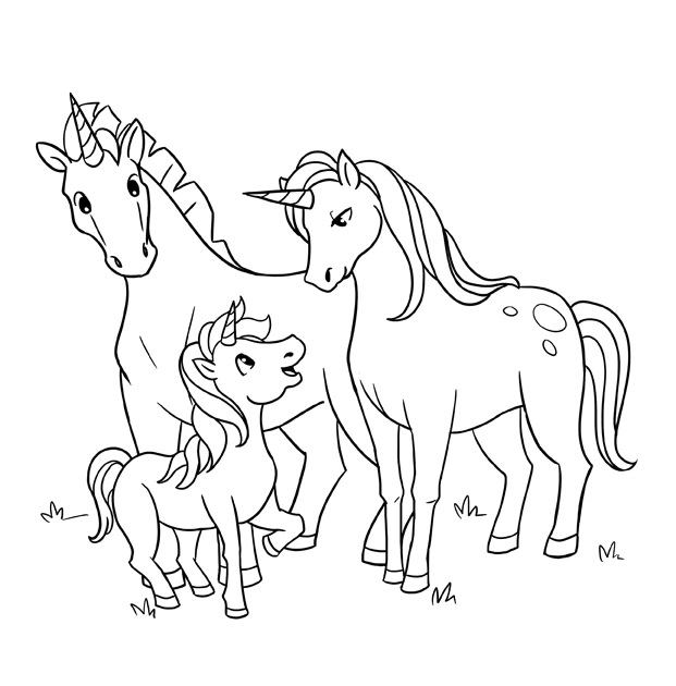 Unicorn Family Coloring Pages Coloring Book 