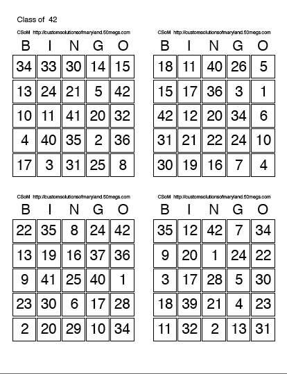 Unique Printable Bingo Cards 4 Per Page Kindergarten Graduation Free