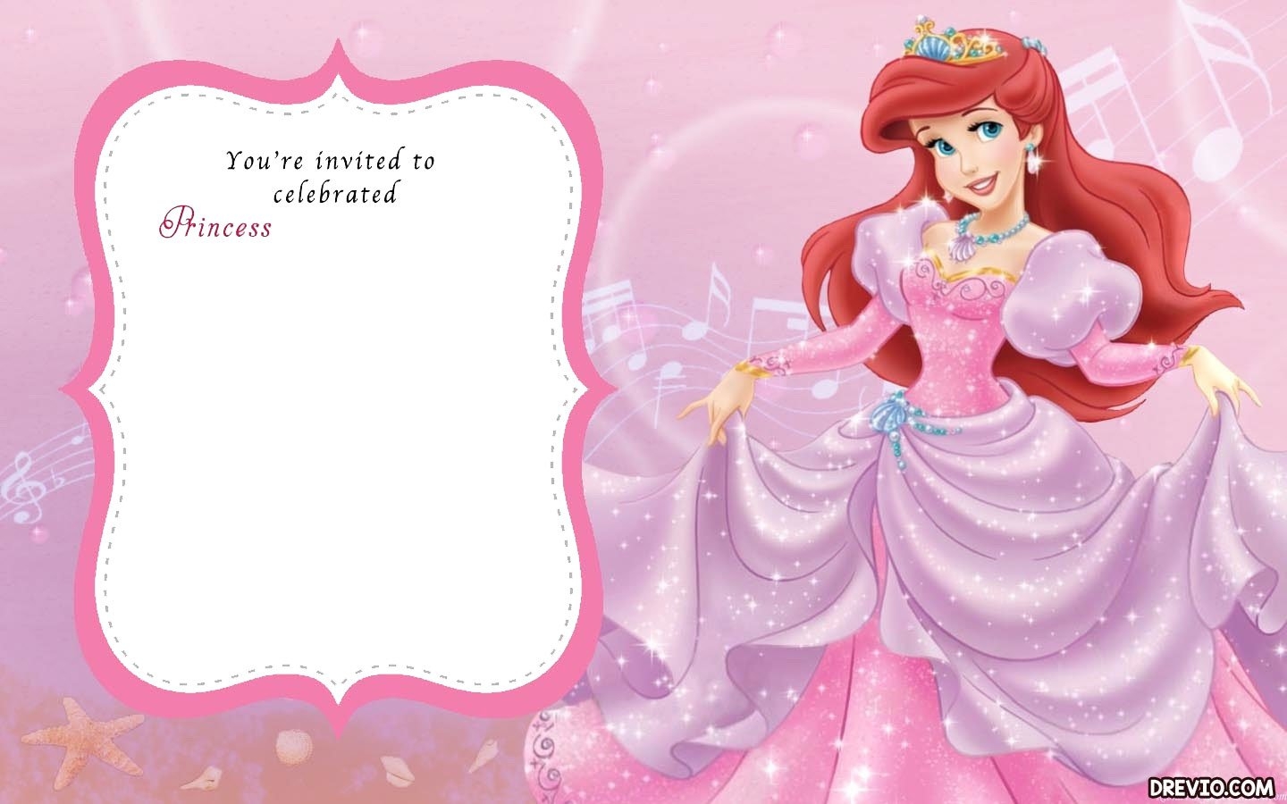 Updated Free Printable Ariel The Little Mermaid Invitation Template 
