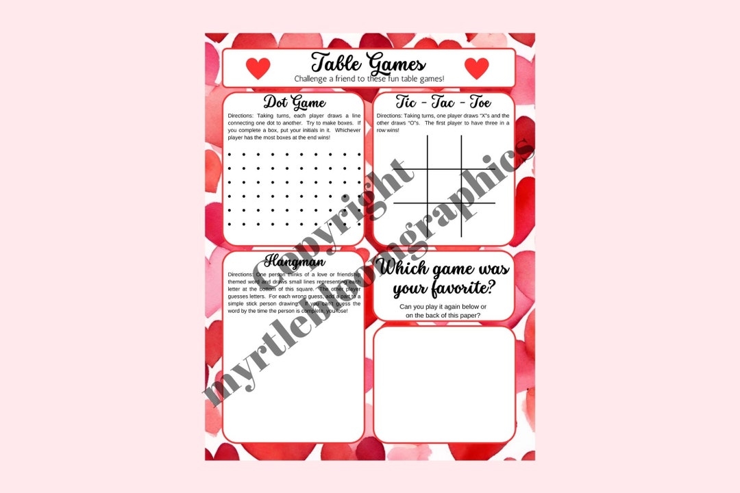 printable table games for kids