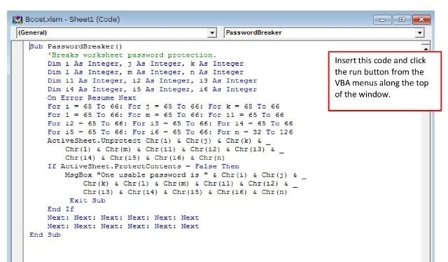 VBA Code To Unlock A Locked Excel Sheet 4 Steps Instructables 