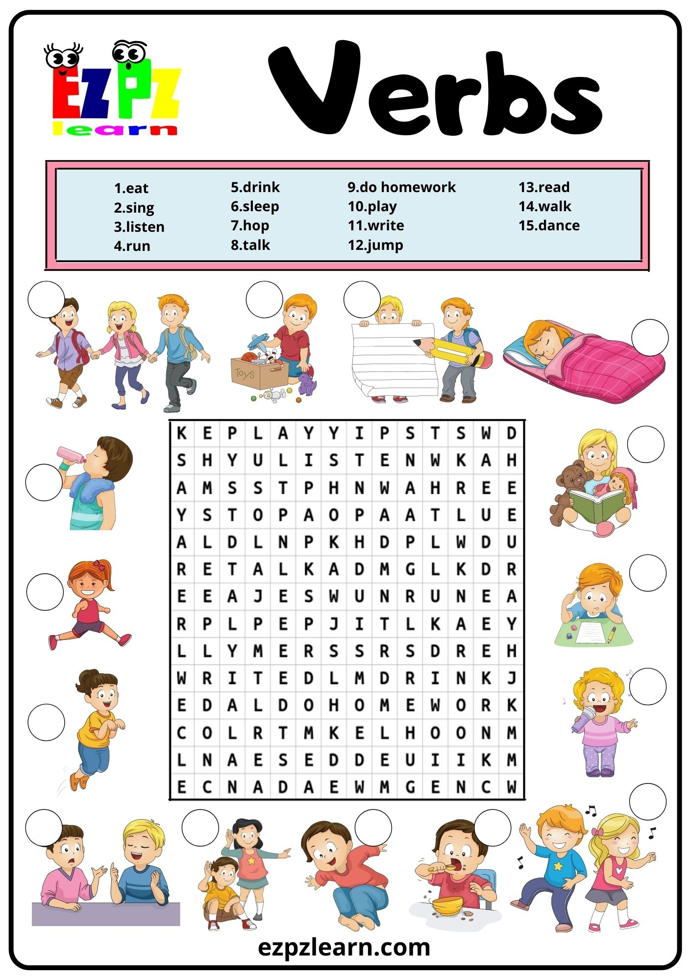 action verbs worksheet
